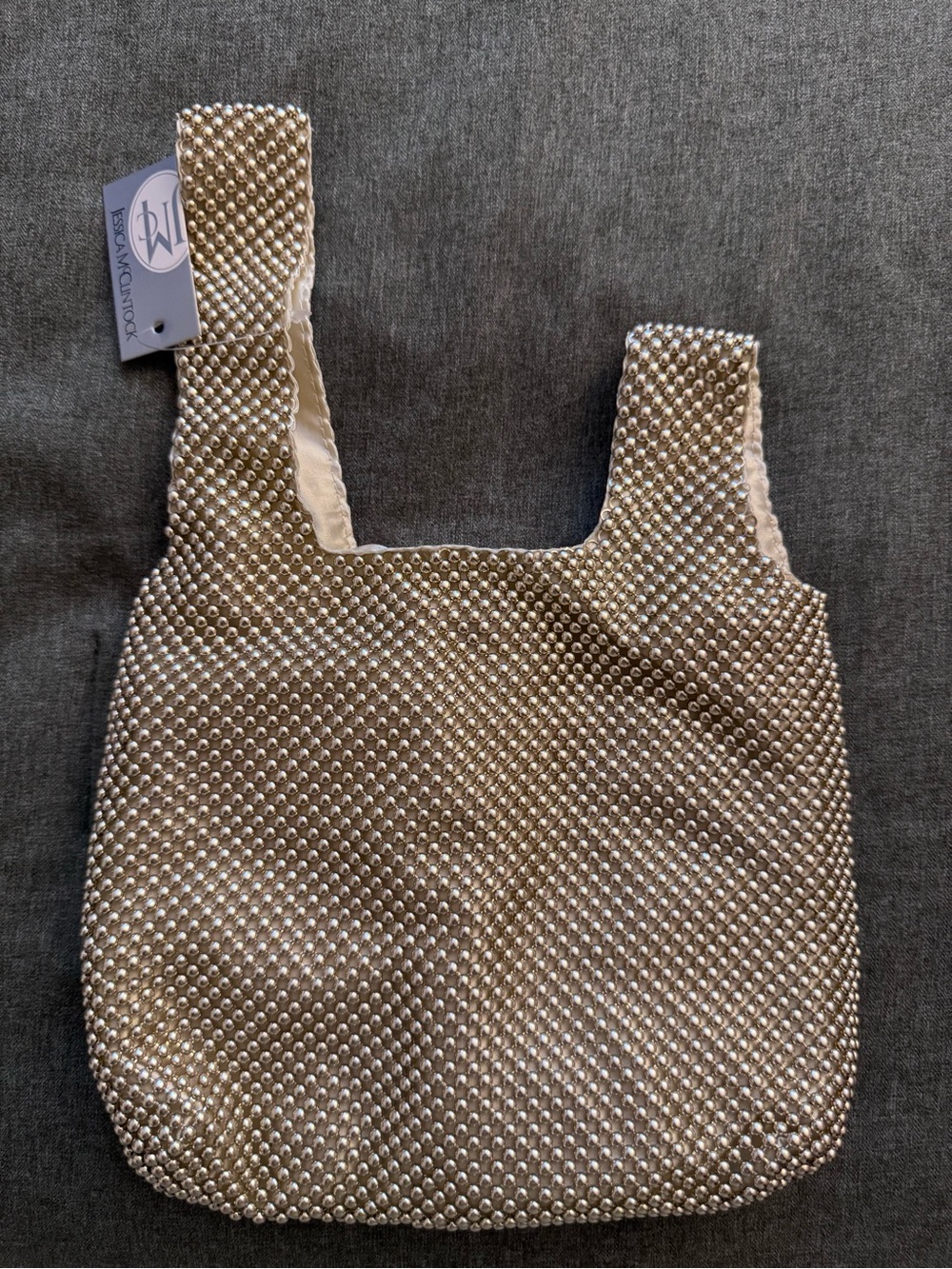 Jessica McClintock Silver/Gold Beaded Tote